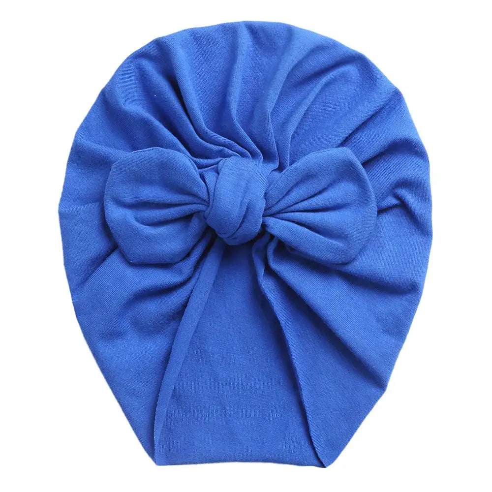 Solid Baby Cotton Beanies Cute Bear Ear Bowknot Turban Hats Sweet Soft 0-4T Elastic Caps for Newborn Baby Boy Girls Headwraps