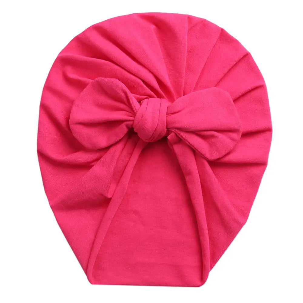 Solid Baby Cotton Beanies Cute Bear Ear Bowknot Turban Hats Sweet Soft 0-4T Elastic Caps for Newborn Baby Boy Girls Headwraps