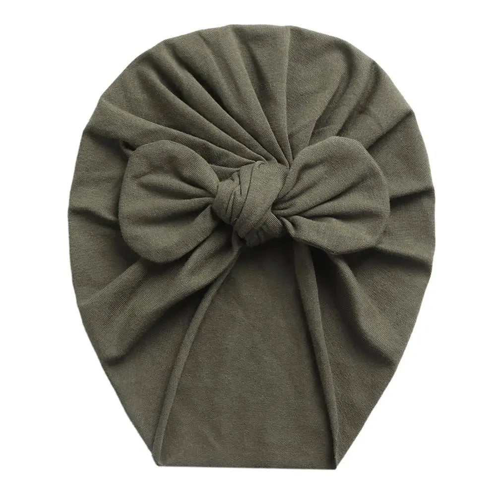 Solid Baby Cotton Beanies Cute Bear Ear Bowknot Turban Hats Sweet Soft 0-4T Elastic Caps for Newborn Baby Boy Girls Headwraps