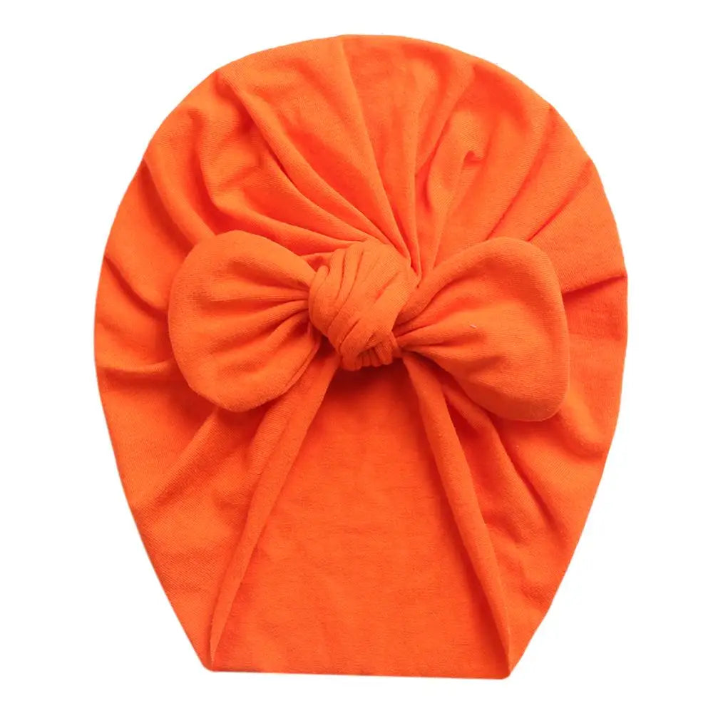 Solid Baby Cotton Beanies Cute Bear Ear Bowknot Turban Hats Sweet Soft 0-4T Elastic Caps for Newborn Baby Boy Girls Headwraps