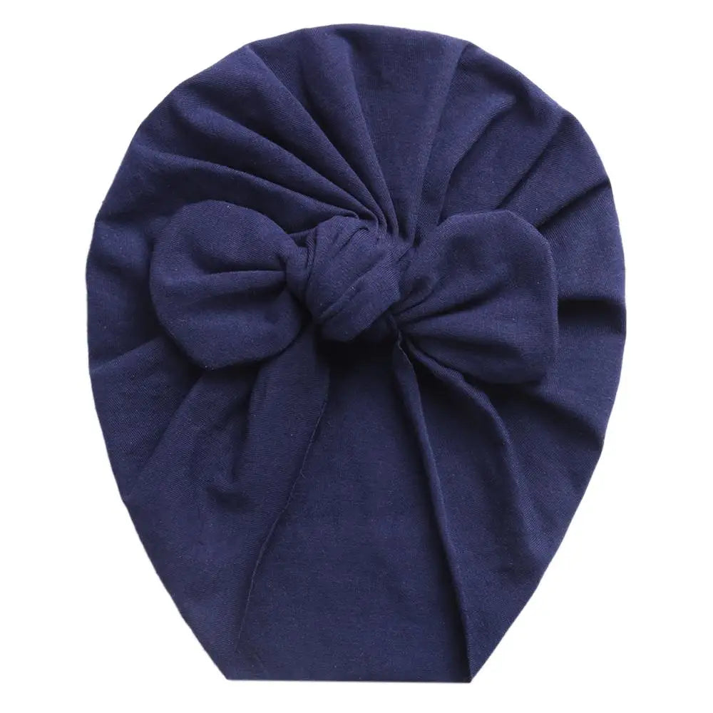 Solid Baby Cotton Beanies Cute Bear Ear Bowknot Turban Hats Sweet Soft 0-4T Elastic Caps for Newborn Baby Boy Girls Headwraps