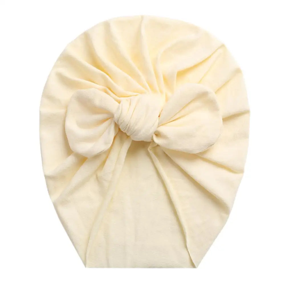 Solid Baby Cotton Beanies Cute Bear Ear Bowknot Turban Hats Sweet Soft 0-4T Elastic Caps for Newborn Baby Boy Girls Headwraps