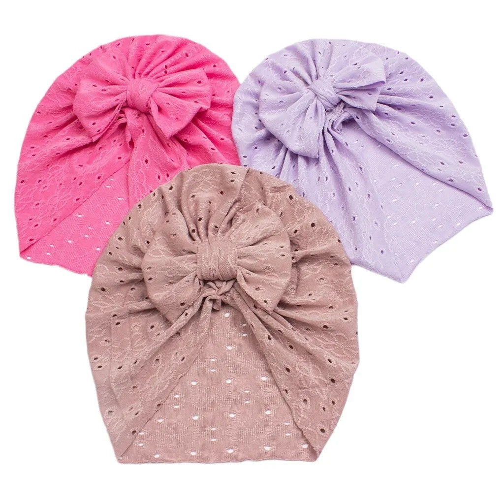 1 Pieces Children Baby Hat Kids Summer Thin Mesh Bowknot Cap Newborn Girls Photography Props Modis Beanie Turban Infant Props