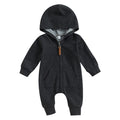 Citgeett Autumn Infant Baby Boys Girls Fall Jumpsuits Long Sleeve Solid Color Zipper Hooded Rompers Outfit