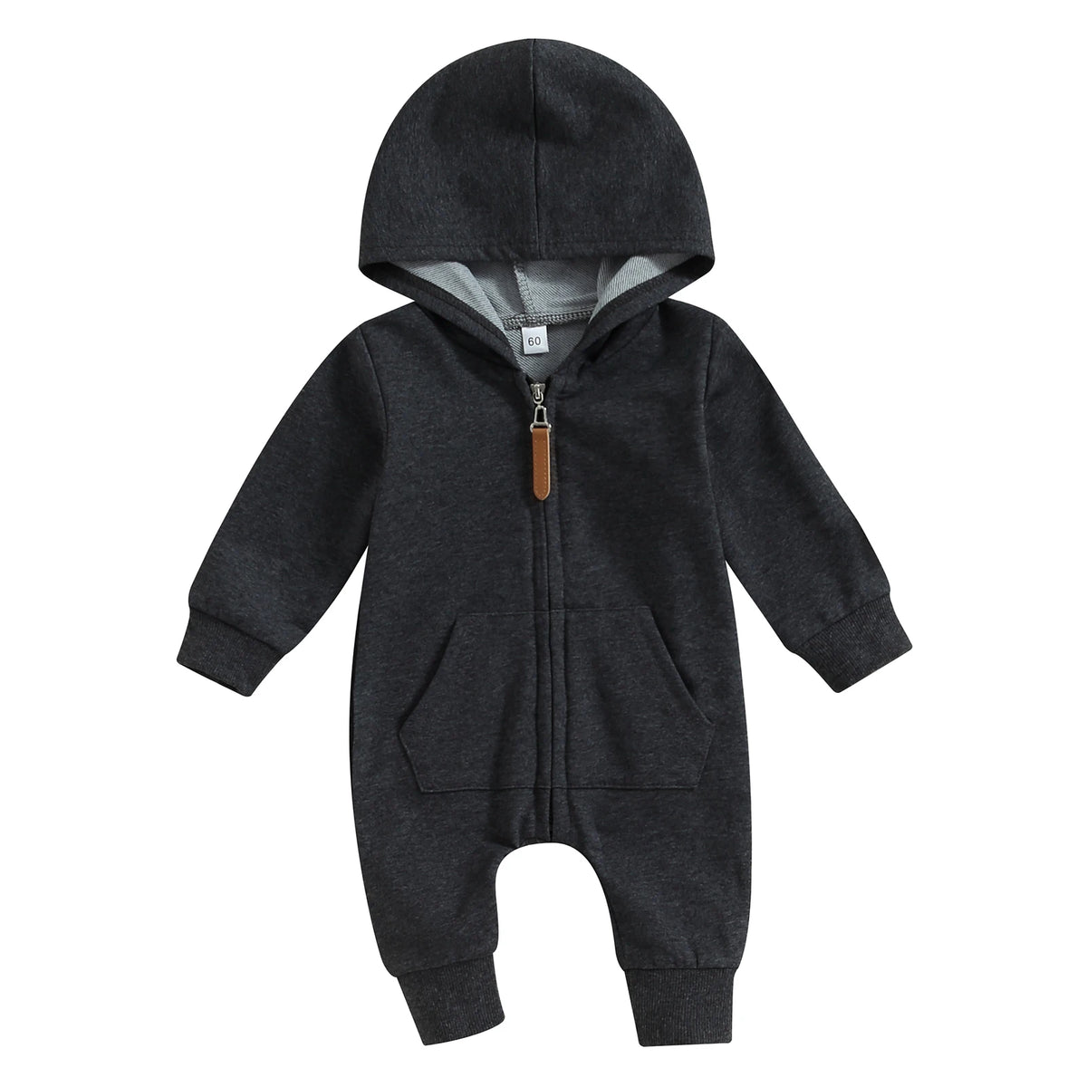 Citgeett Autumn Infant Baby Boys Girls Fall Jumpsuits Long Sleeve Solid Color Zipper Hooded Rompers Outfit