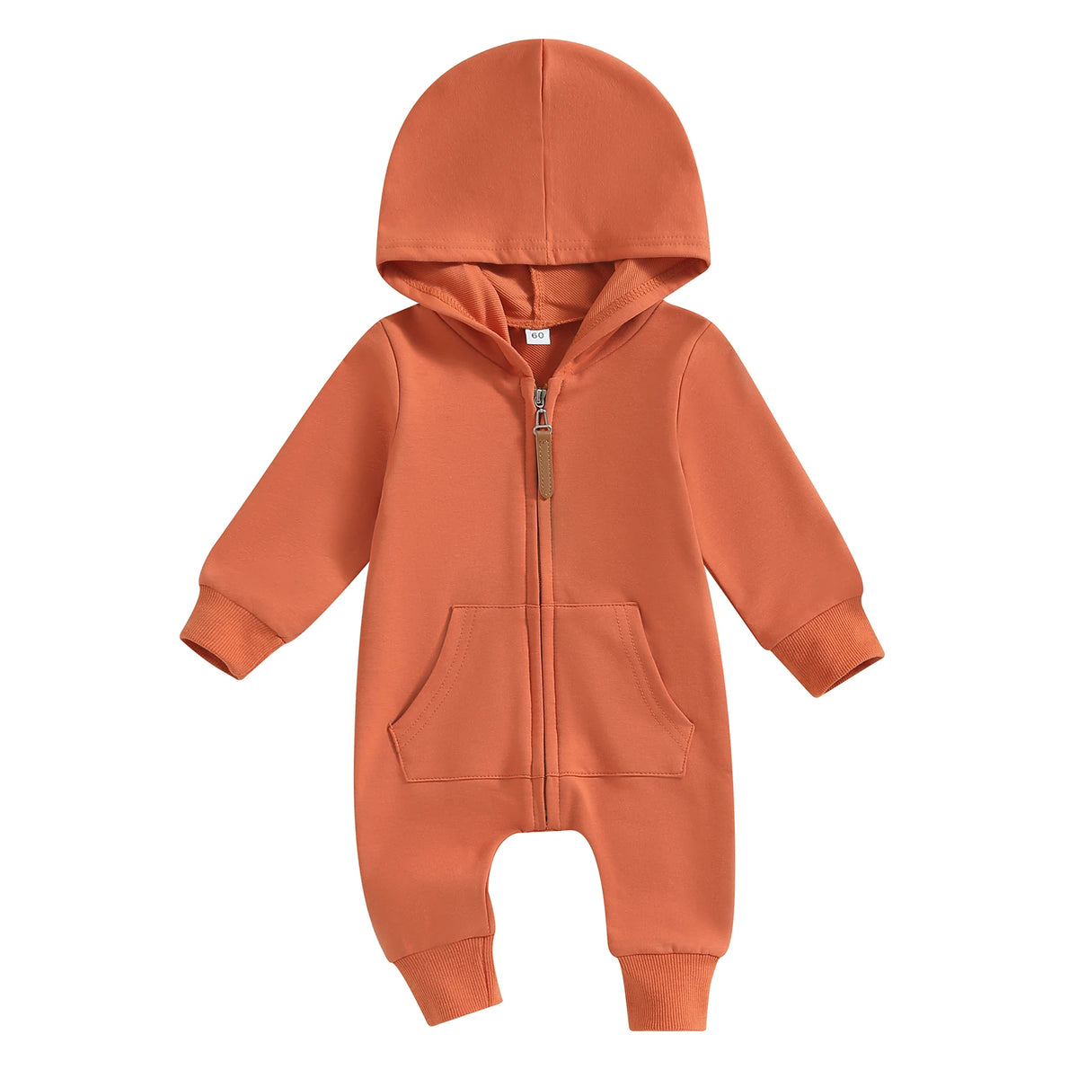 Citgeett Autumn Infant Baby Boys Girls Fall Jumpsuits Long Sleeve Solid Color Zipper Hooded Rompers Outfit