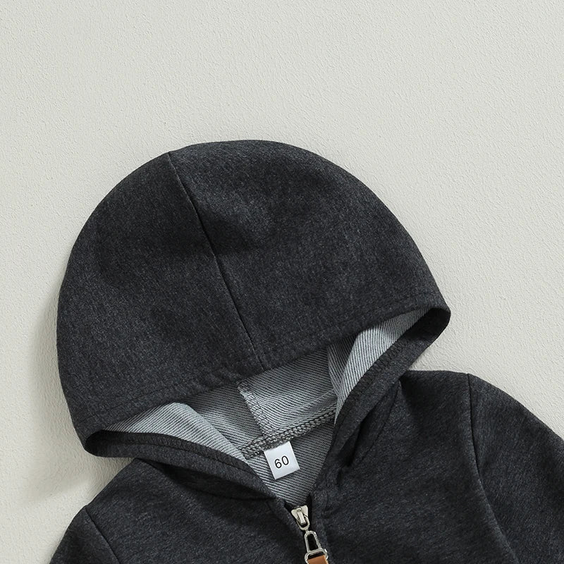 Citgeett Autumn Infant Baby Boys Girls Fall Jumpsuits Long Sleeve Solid Color Zipper Hooded Rompers Outfit