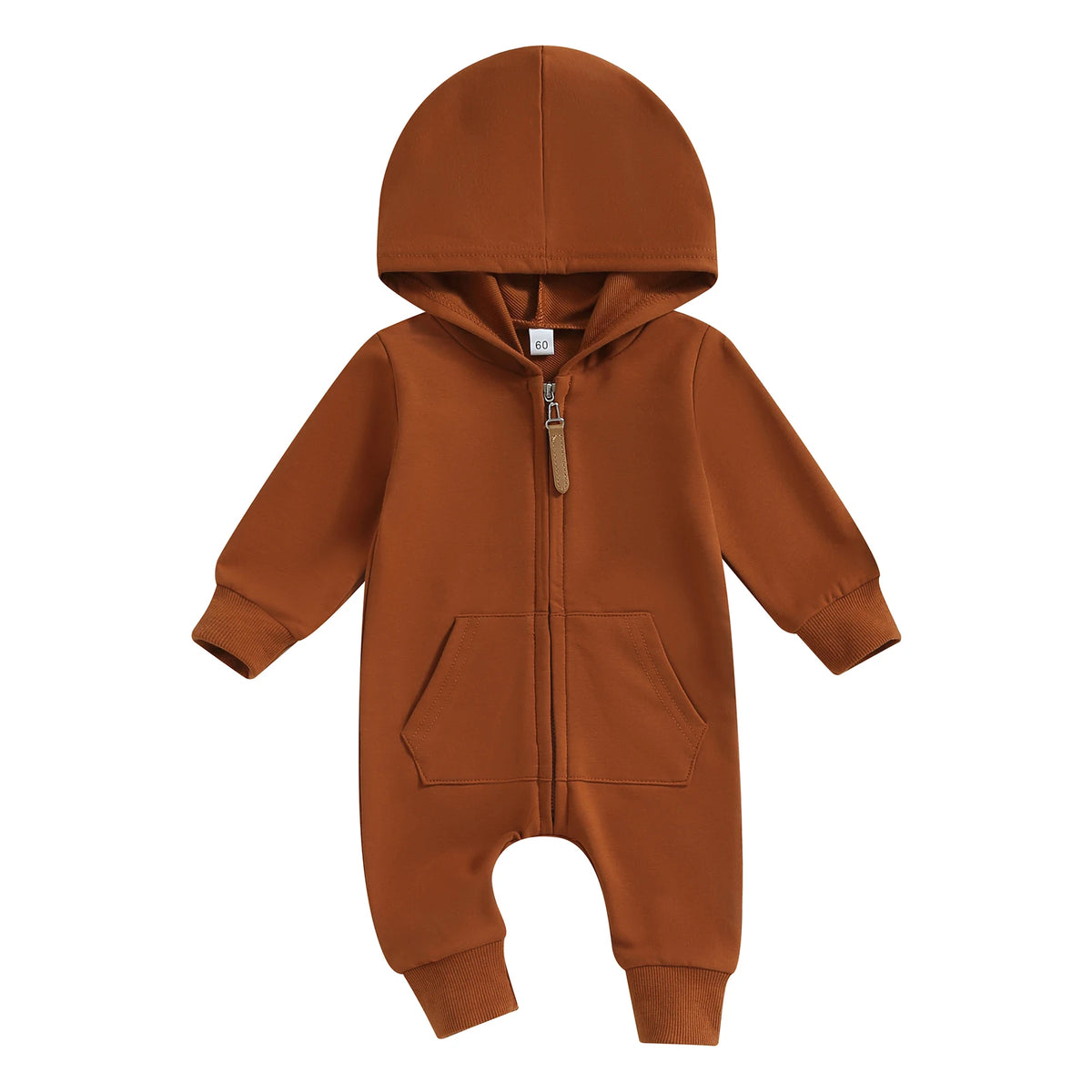Citgeett Autumn Infant Baby Boys Girls Fall Jumpsuits Long Sleeve Solid Color Zipper Hooded Rompers Outfit