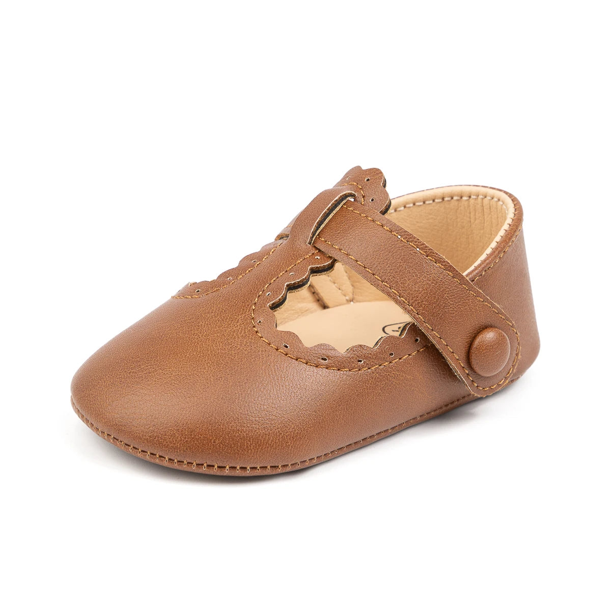 Meckior Baby Girl Soft Sole Scalloped Buckle Crib Shoes Non-Slip Infant First Walkers