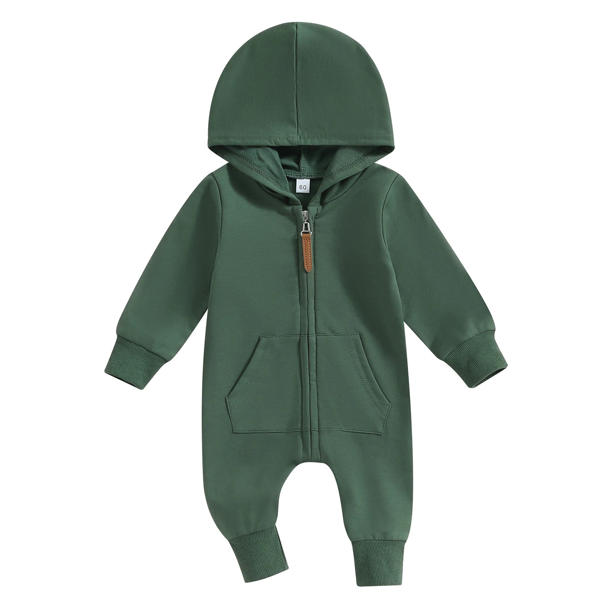 Citgeett Autumn Infant Baby Boys Girls Fall Jumpsuits Long Sleeve Solid Color Zipper Hooded Rompers Outfit