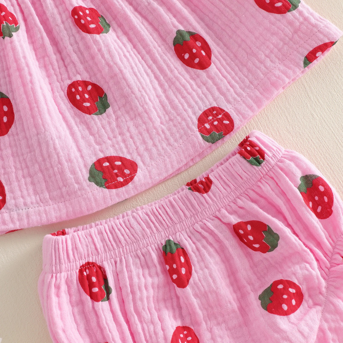 Citgeett Summer Infant Baby Girl Strawberry Outfit Flying Sleeve Tops Ruffle Shorts Bow Headband Cute Clothes